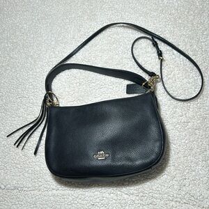 Coach Black Leather Bag and Gold Accents with Removable Crossbody Strap